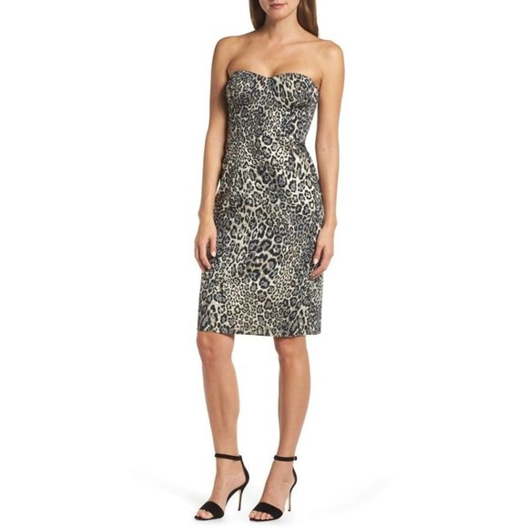 J. Crew Collection Strapless Metallic Leopard Spot Party Dress $248 - Picture 2 of 16